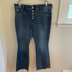 Seven7 Button Fly Flare Jean With Raw Hem
